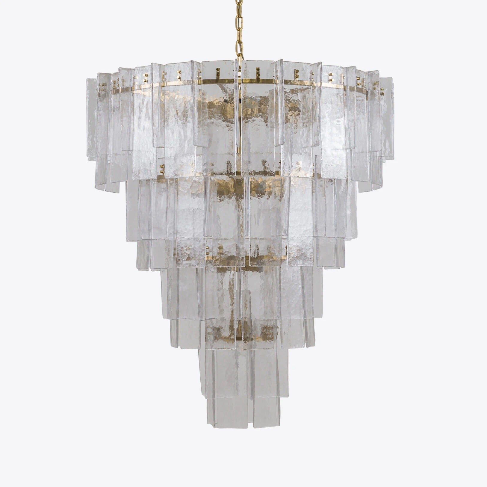 46 Inch Clear Textured Glass Tiered Chandelier - Lattice