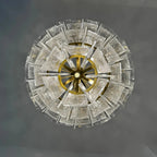 46 Inch Clear Textured Glass Tiered Chandelier - Lattice