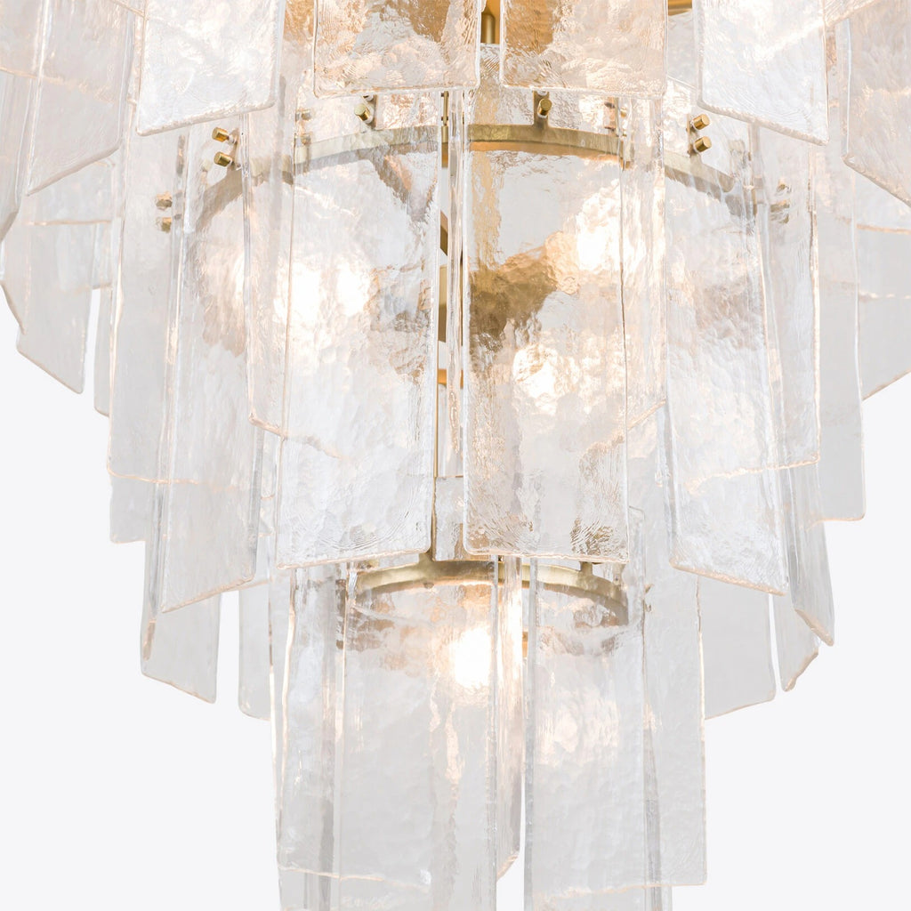 46 Inch Clear Textured Glass Tiered Chandelier - Lattice