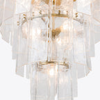 46 Inch Clear Textured Glass Tiered Chandelier - Lattice