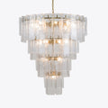 46 Inch Clear Textured Glass Tiered Chandelier - Lattice