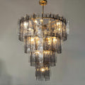 46 Inch Smoked Textured Glass Tiered Chandelier - Lattice