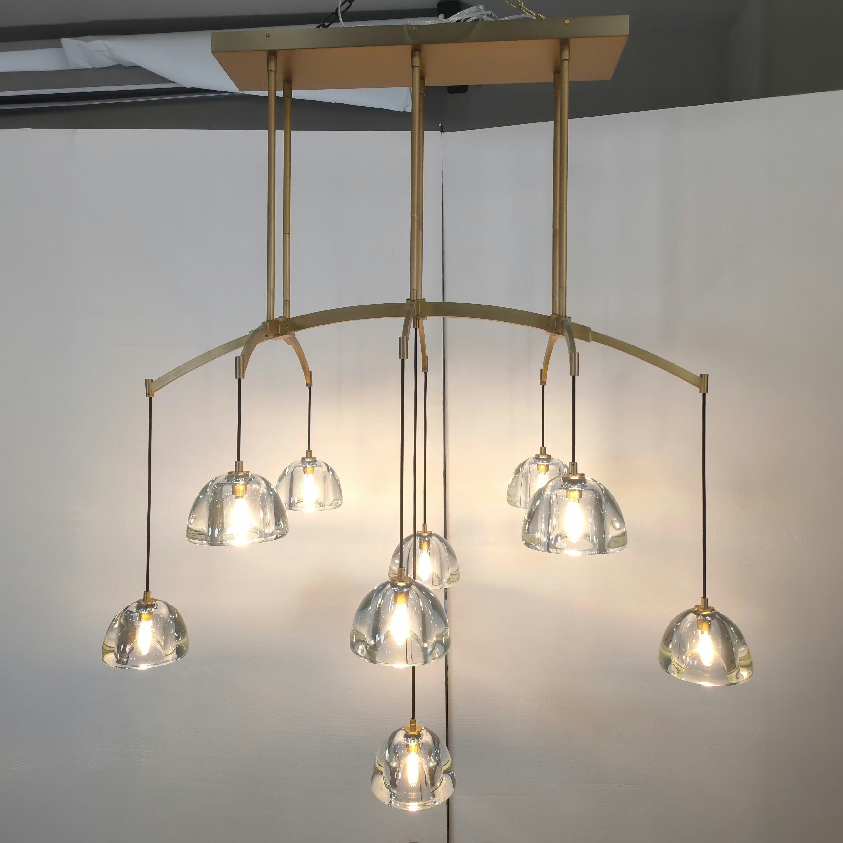 54 Inch Dome Crystal Linear Chandelier - Hemisphere