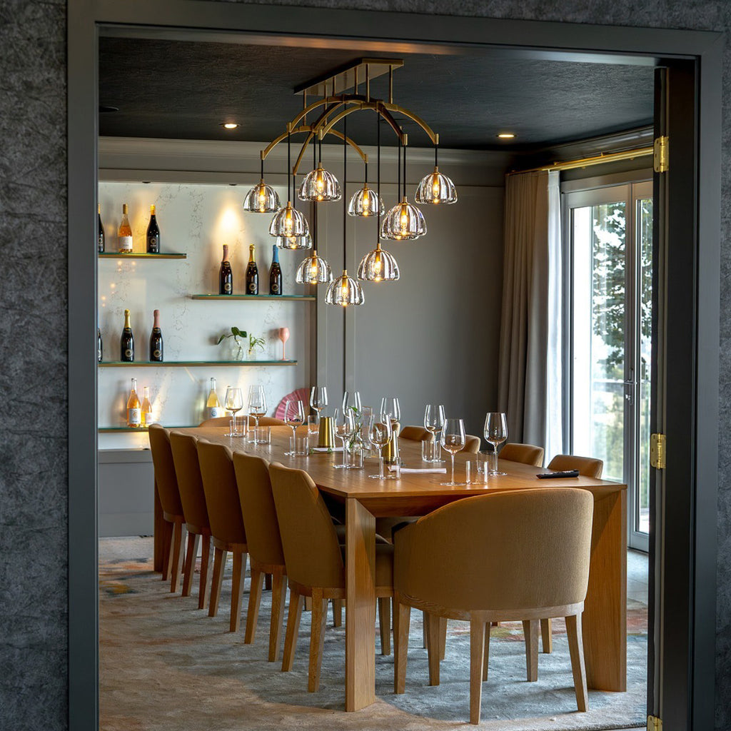 54 Inch Dome Crystal Linear Chandelier - Hemisphere