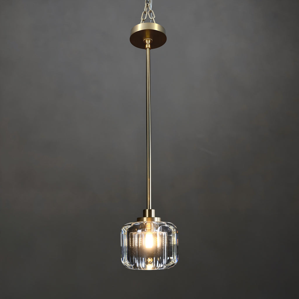 13 cm Crystal Cube Rod Pendant Light - Demaret