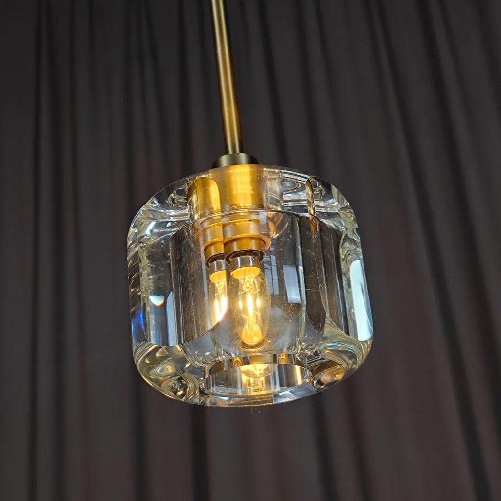 13 cm Crystal Cube Rod Pendant Light - Demaret