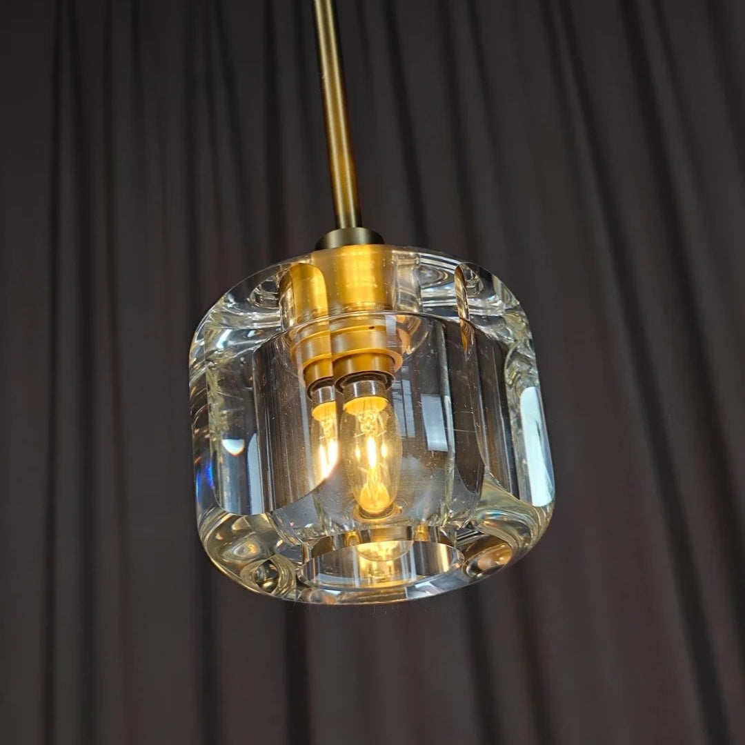 13 cm Crystal Cube Rod Pendant Light - Demaret