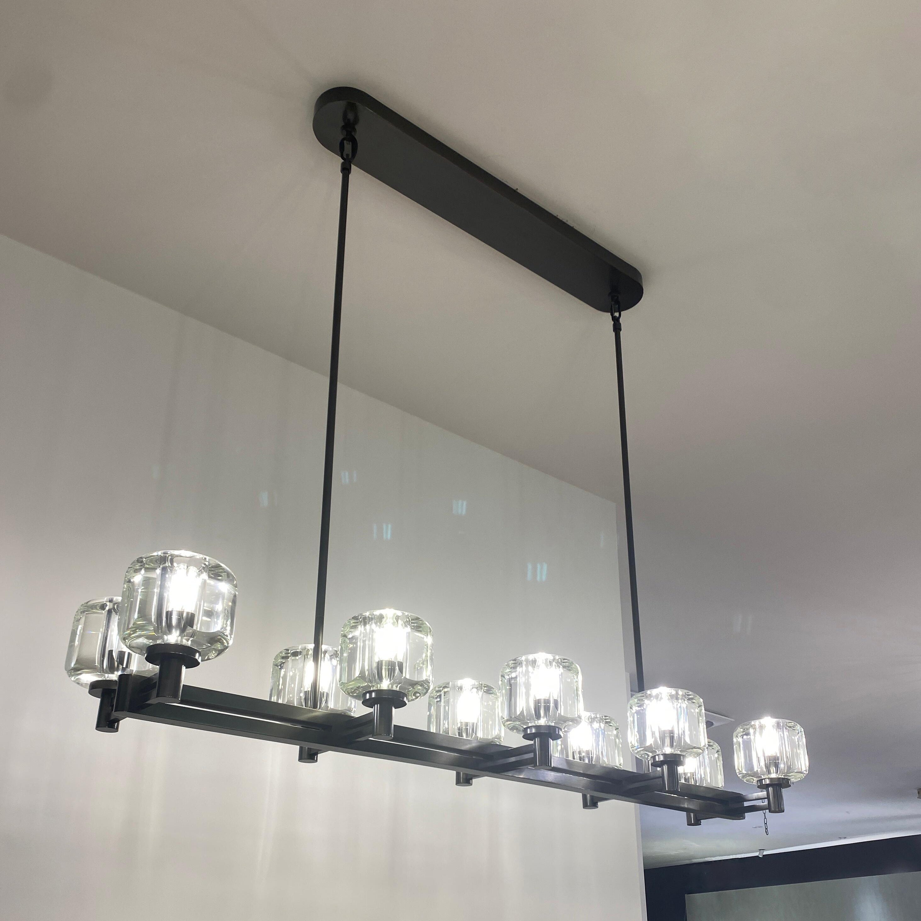 54 Inch Crystal Cube Double Linear Chandelier - Demaret