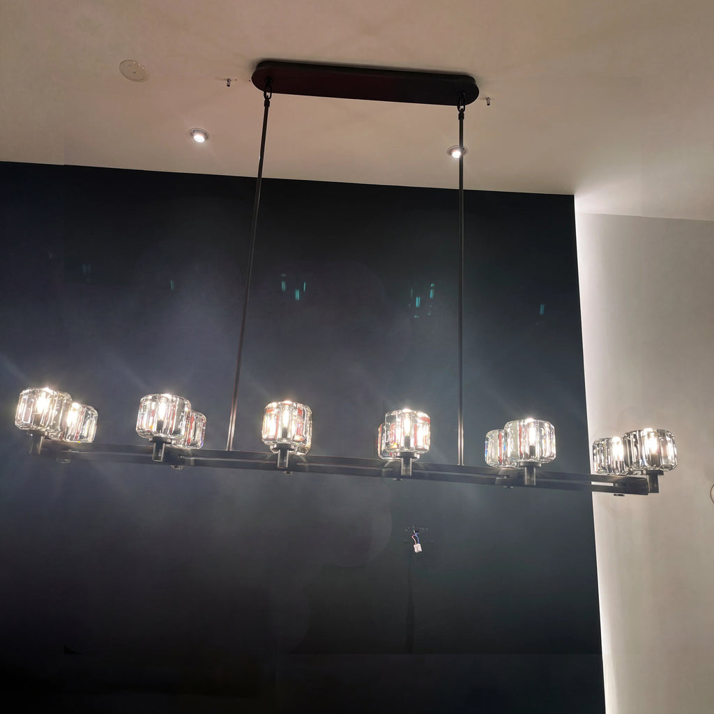 72 Inch Crystal Cube Double Linear Chandelier - Demaret
