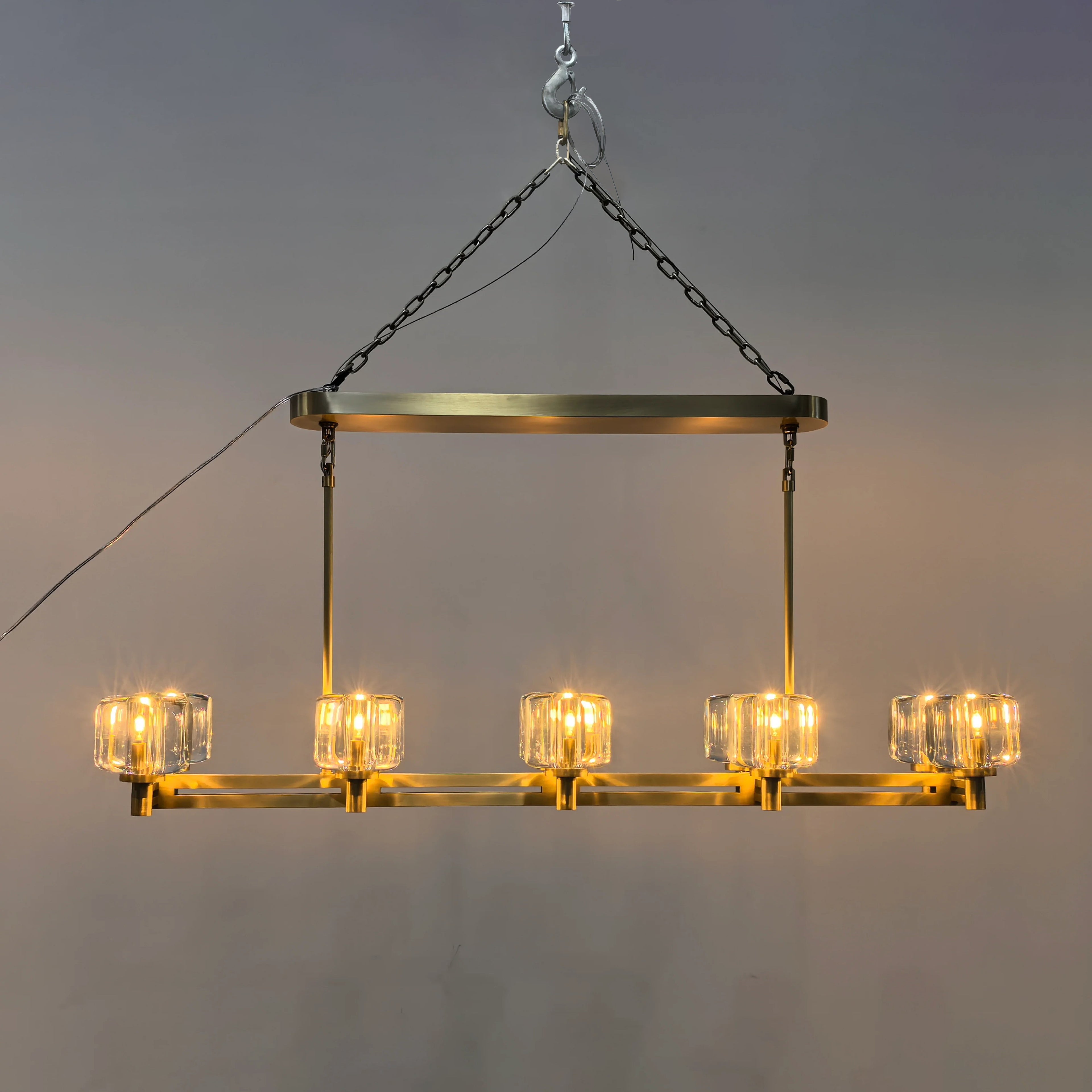 54 Inch Double Linear Candle Crystal Chandelier - Demaret