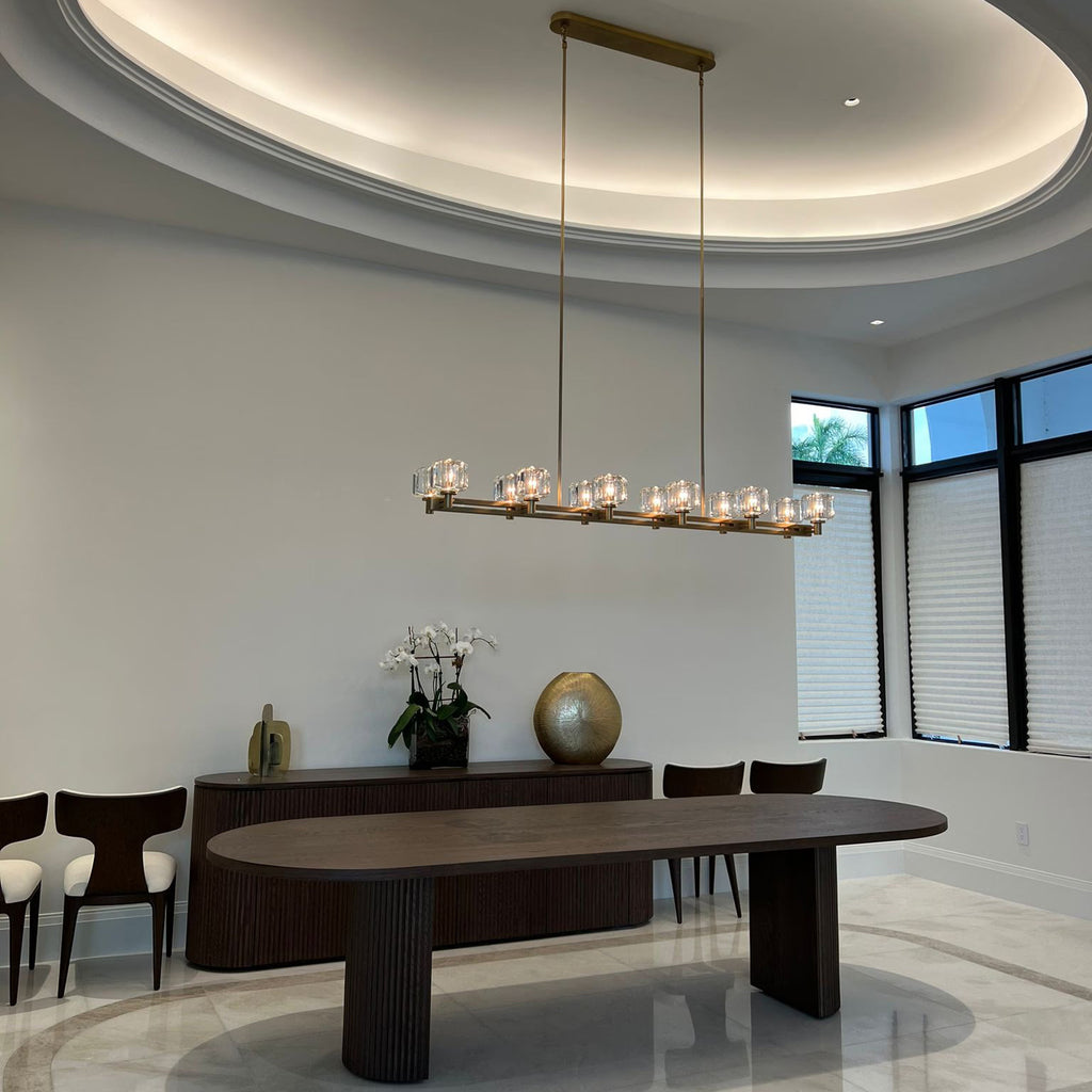 72 Inch Double Linear Candle Crystal Chandelier - Demaret