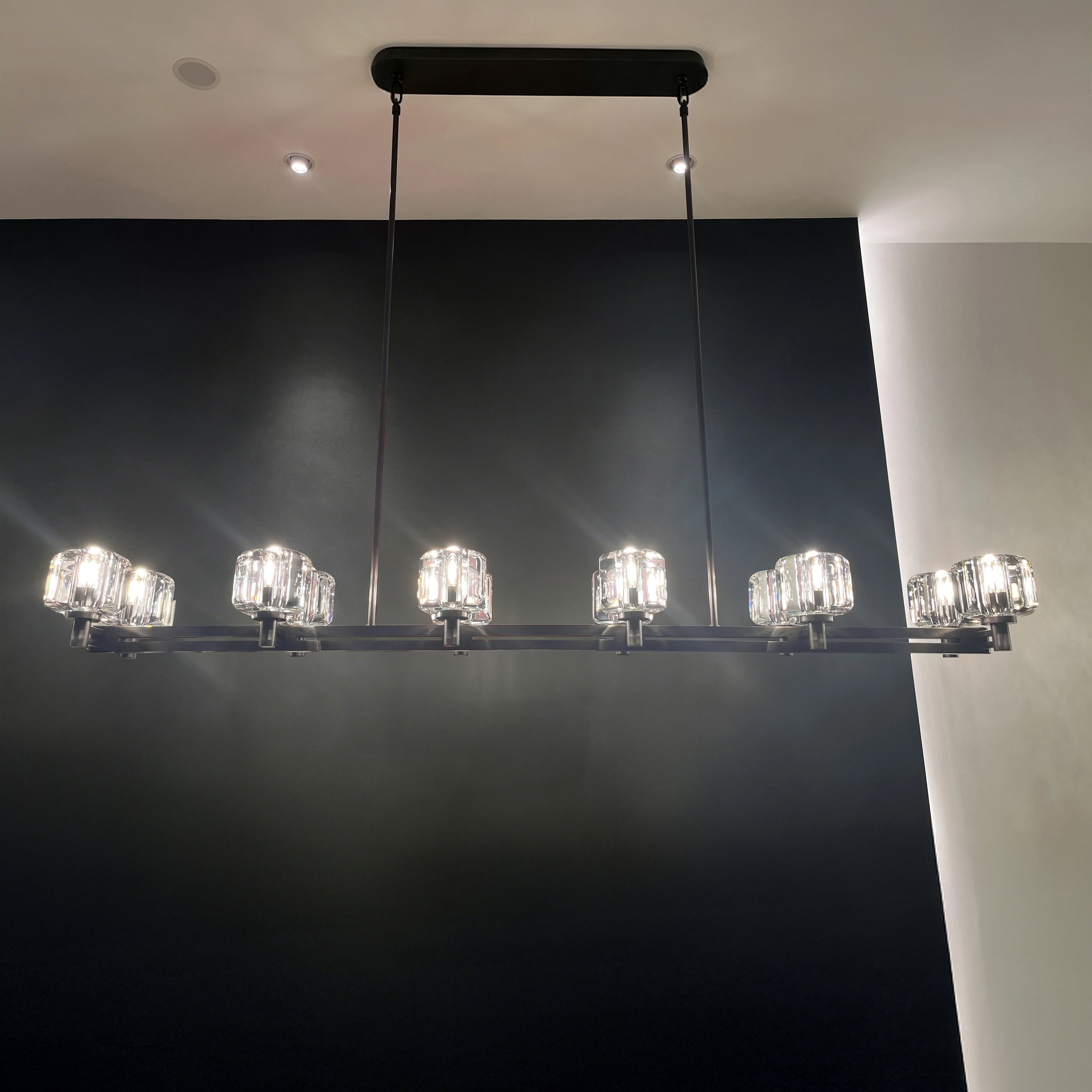 72 Inch Crystal Cube Double Linear Chandelier - Demaret