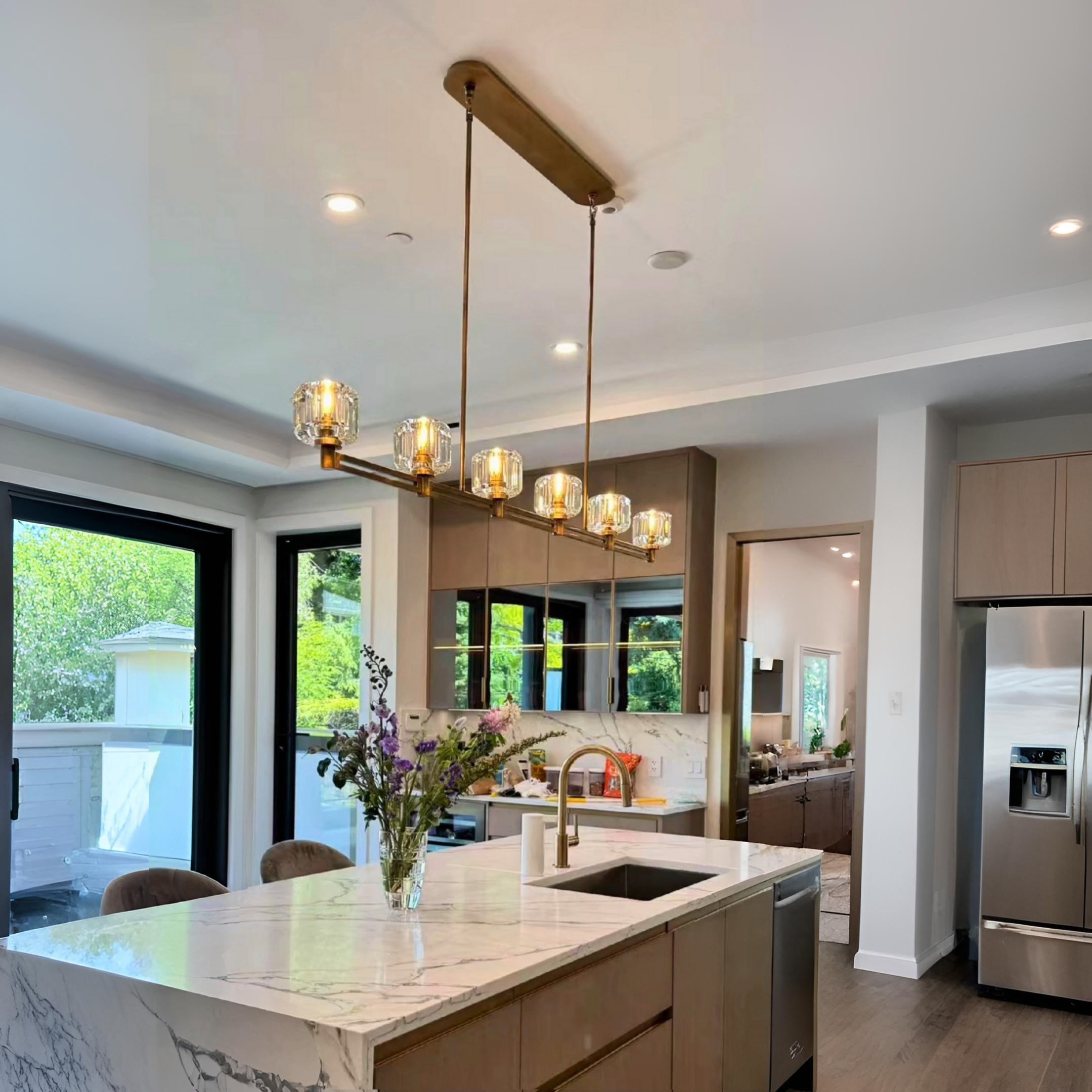 72 Inch Linear Candle Crystal Chandelier - Demaret