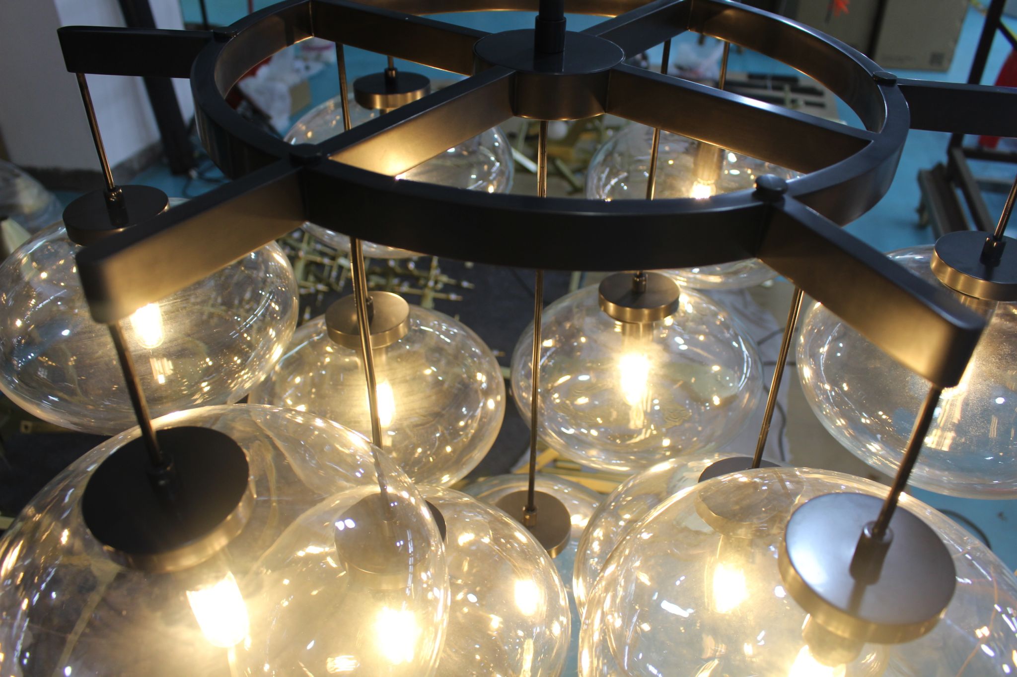 36 Inch Clear Glass Bubble Chandelier - Cabrette