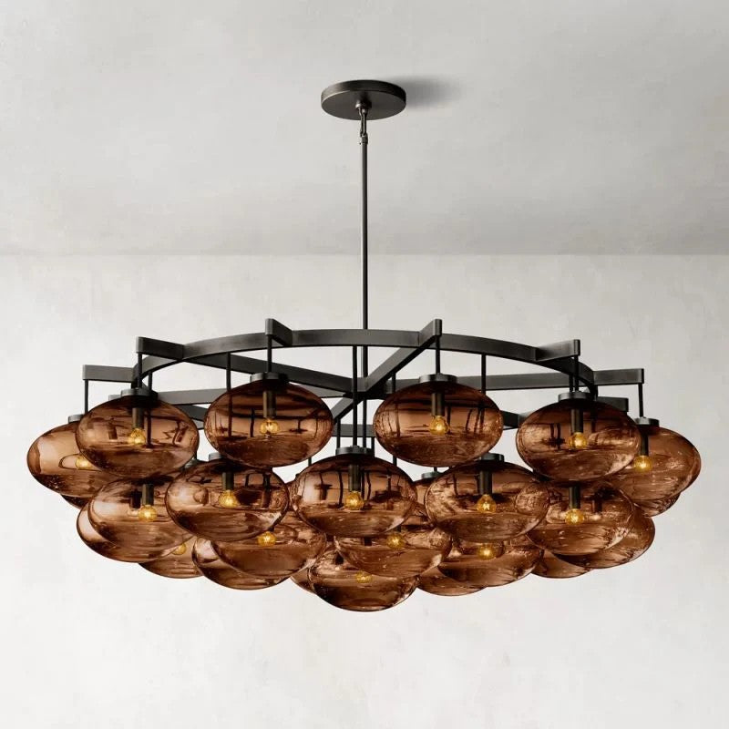 60 Inch Amber Glass Bubble Chandelier - Cabrette