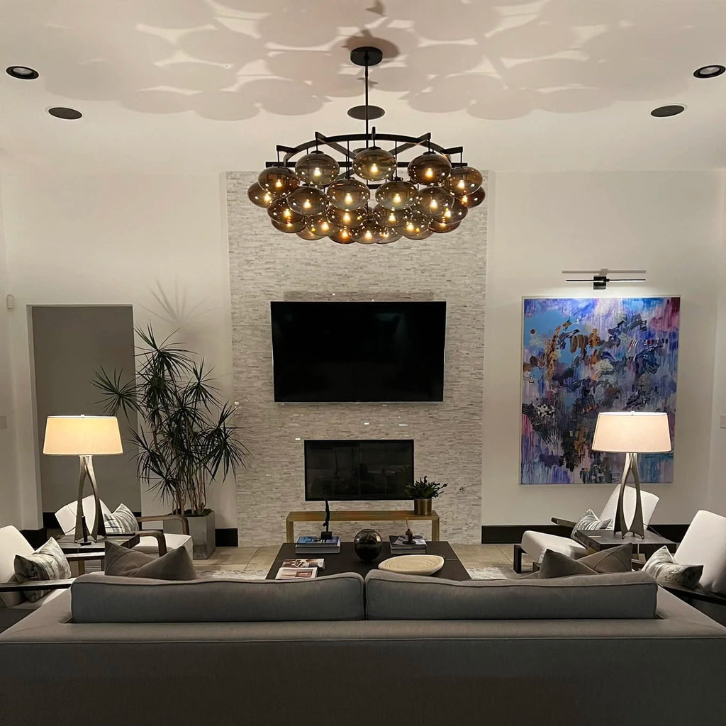 60 Inch Amber Glass Bubble Chandelier - Cabrette