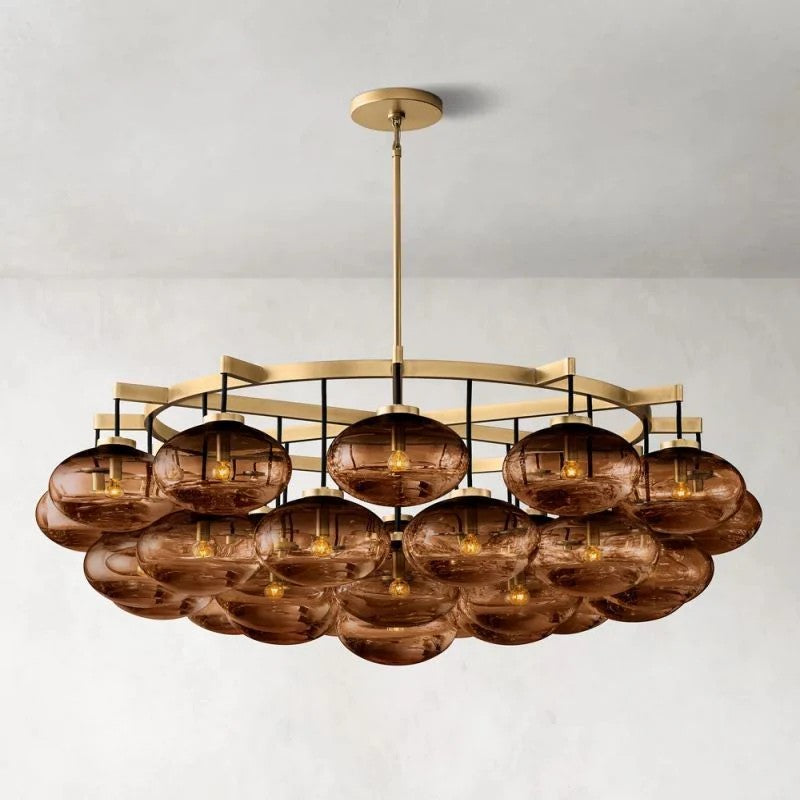 60 Inch Amber Glass Bubble Chandelier - Cabrette