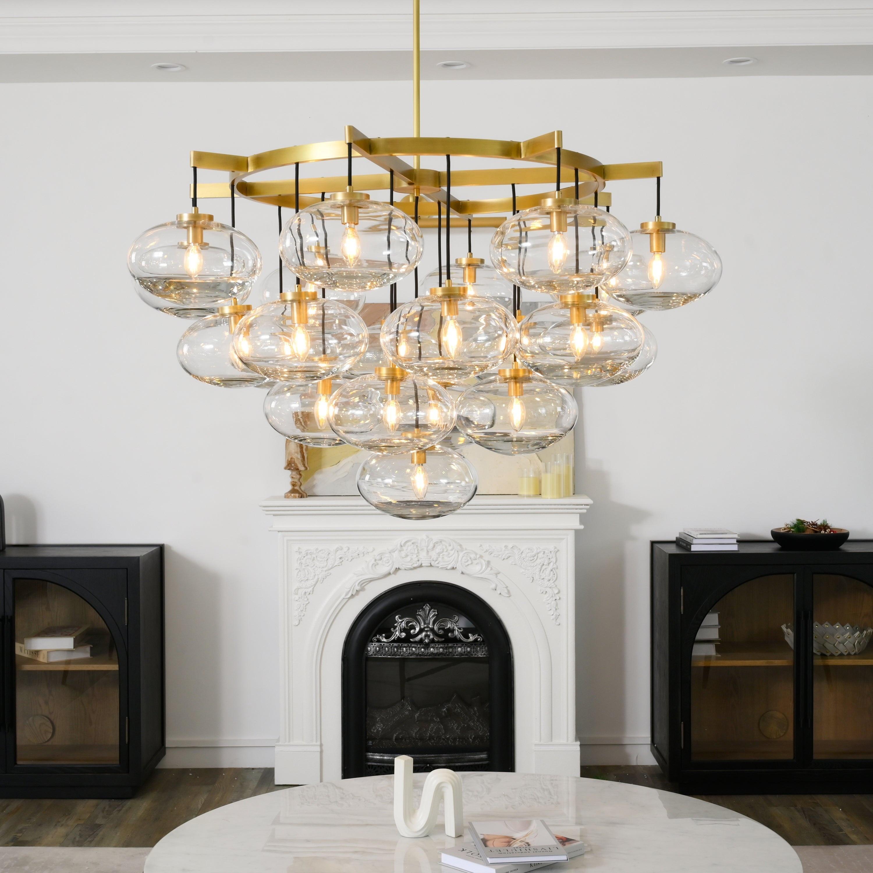 48 Inch Clear Glass Cluster Bubble Chandelier - Cabrette