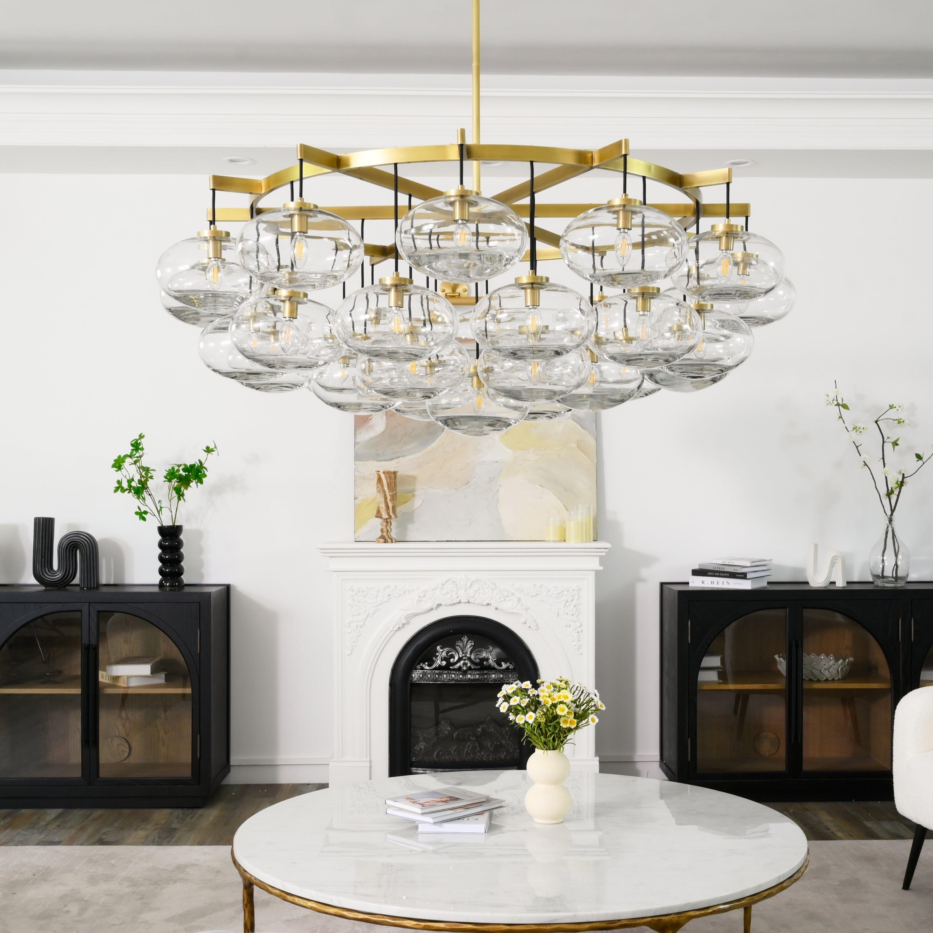 60 Inch Clear Glass Cluster Bubble Chandelier - Cabrette