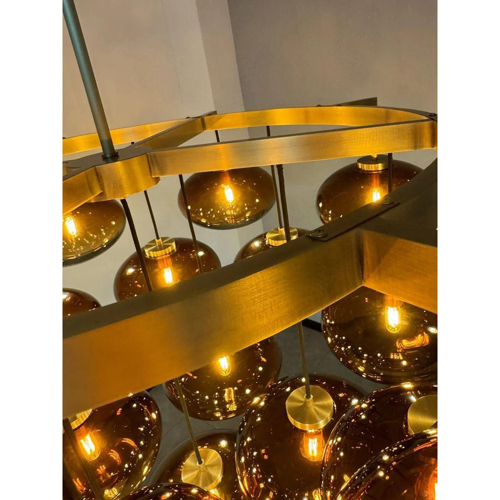 48 Inch Amber Glass Bubble Chandelier - Cabrette