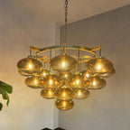 48 Inch Amber Glass Bubble Chandelier - Cabrette