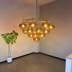 48 Inch Amber Glass Bubble Chandelier - Cabrette