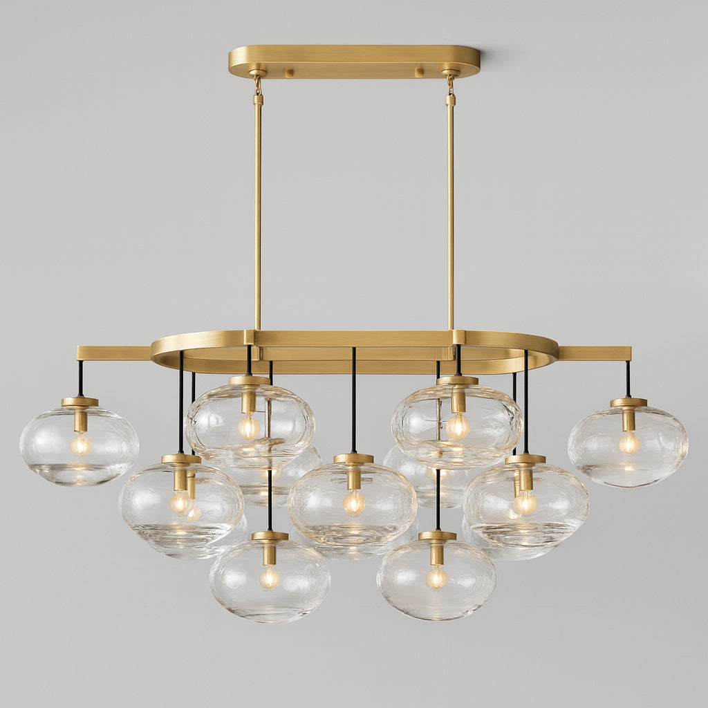 54 Inch Clear Glass Cluster Bubble Oval Chandelier - Cabrette