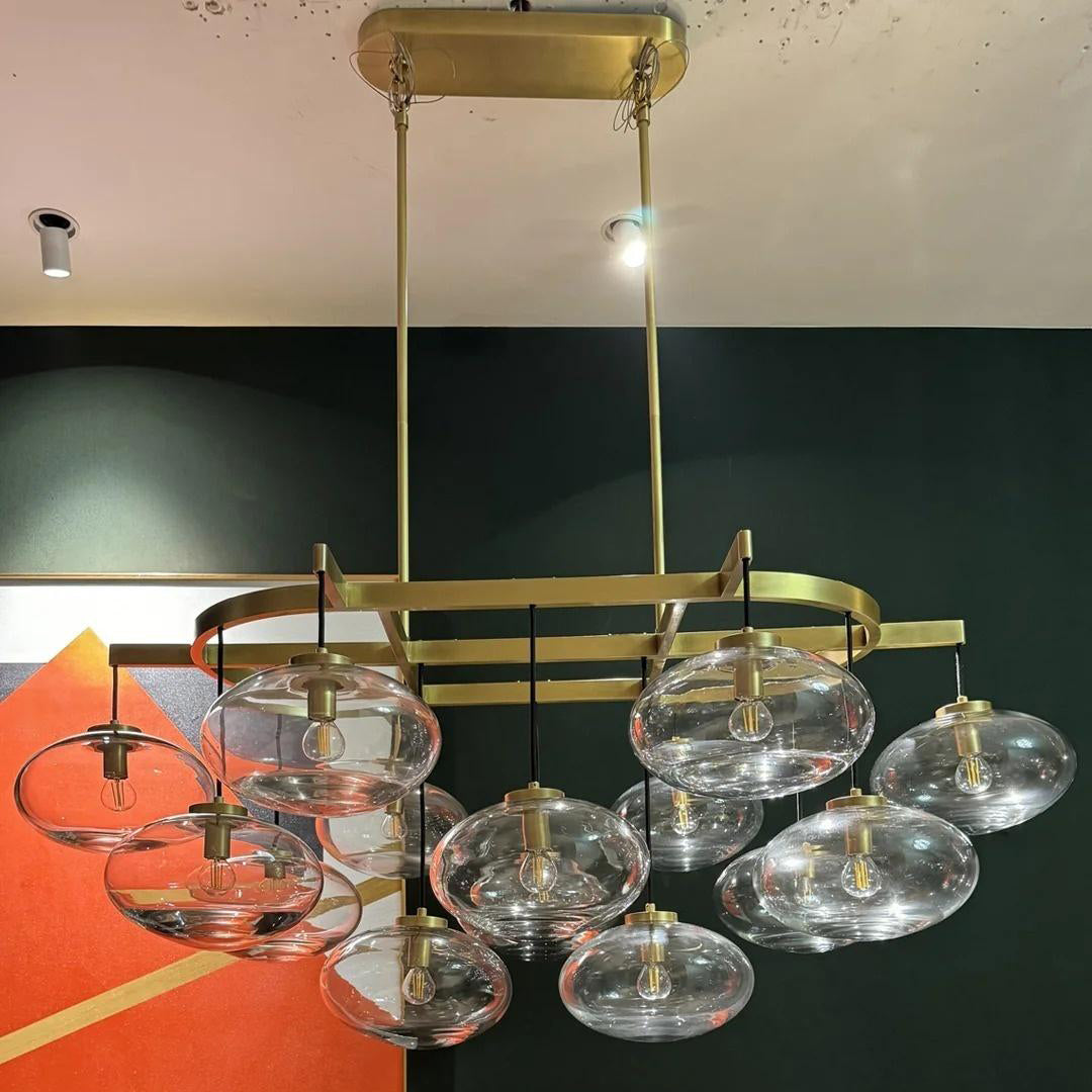54 Inch Clear Glass Bubble Oval Chandelier - Cabrette
