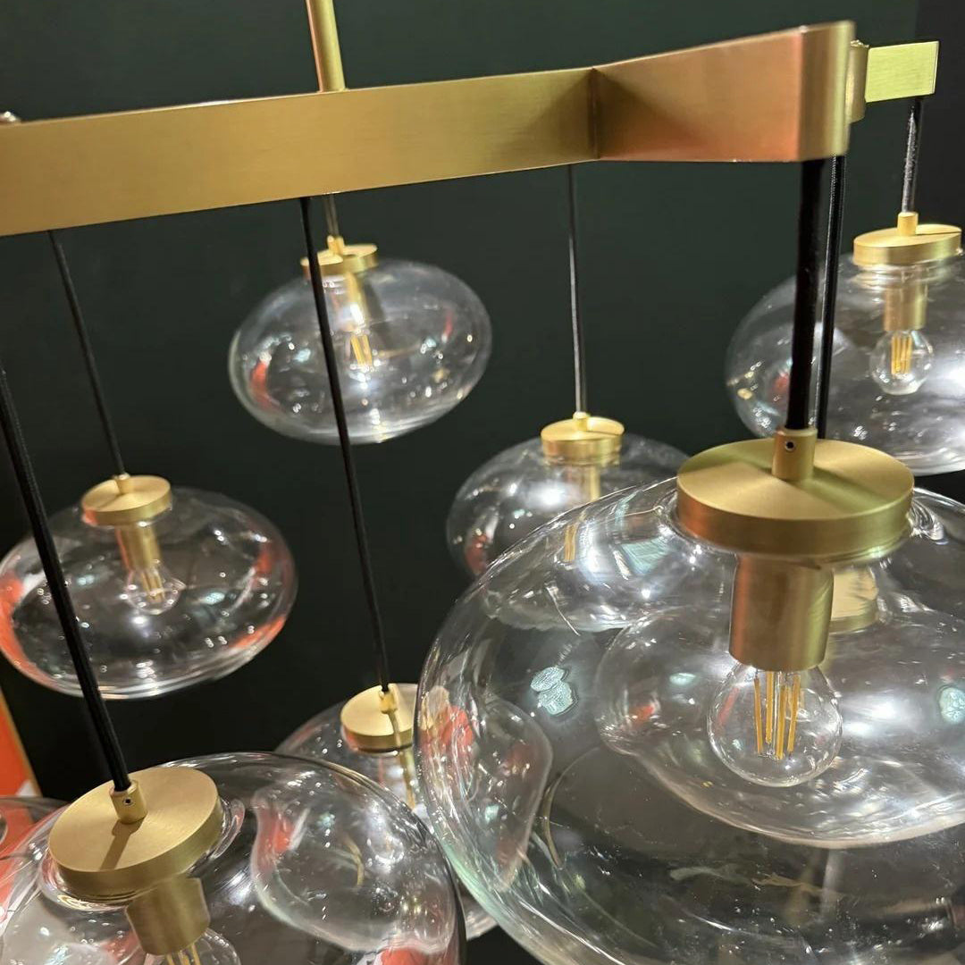 54 Inch Clear Glass Bubble Oval Chandelier - Cabrette