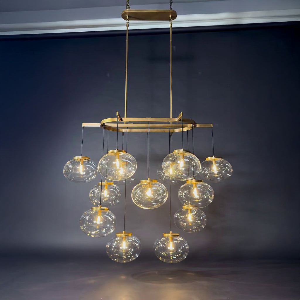 54 Inch Clear Glass Bubble Oval Chandelier - Cabrette