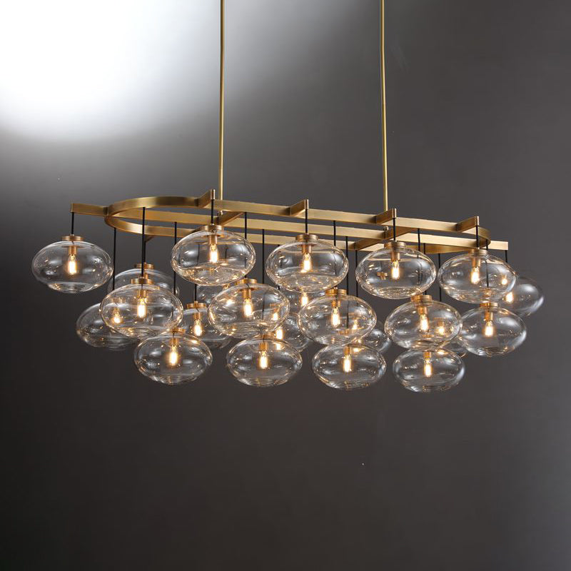 72 Inch Clear Glass Bubble Cascading Oval Chandelier - Cabrette