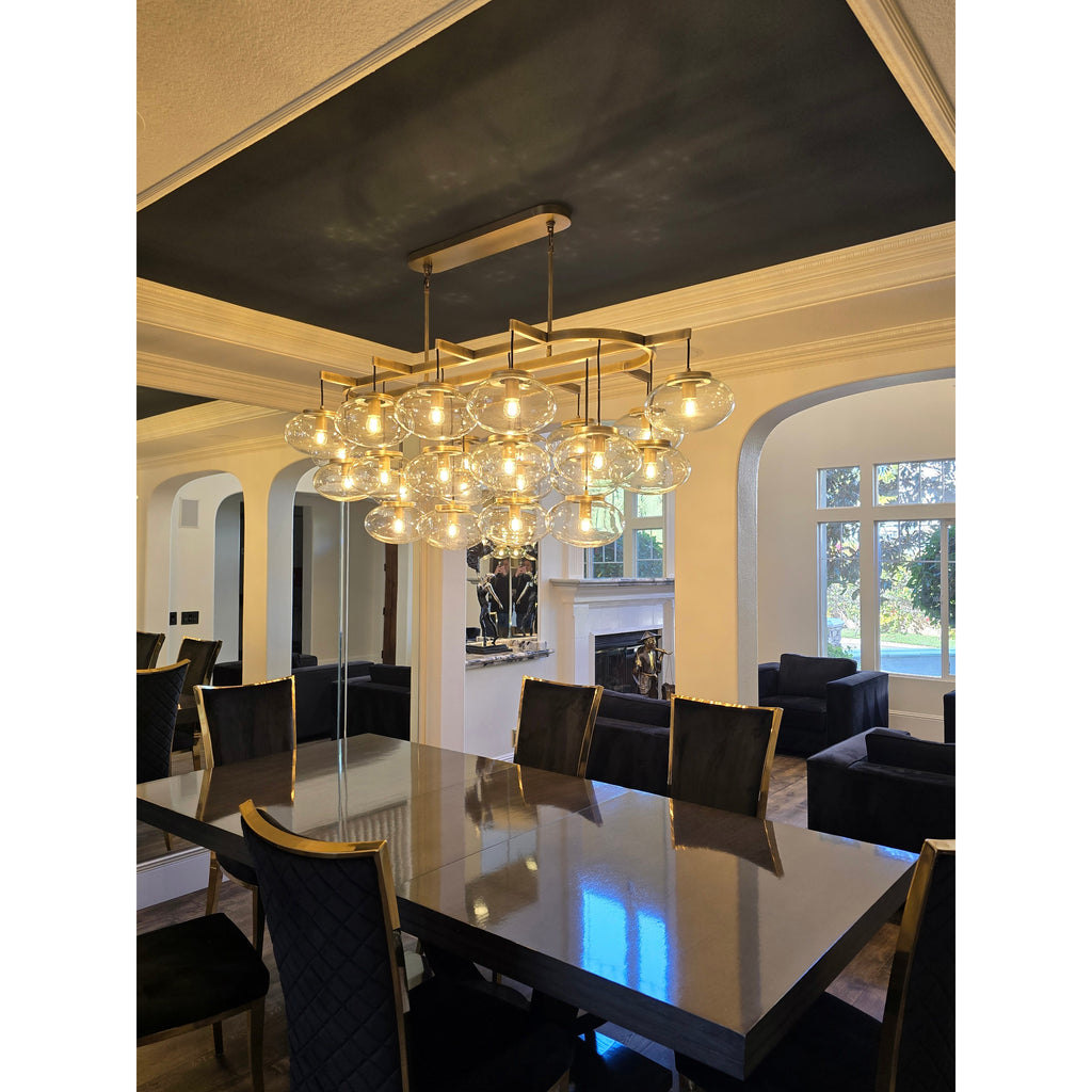 72 Inch Clear Glass Bubble Cascading Oval Chandelier - Cabrette