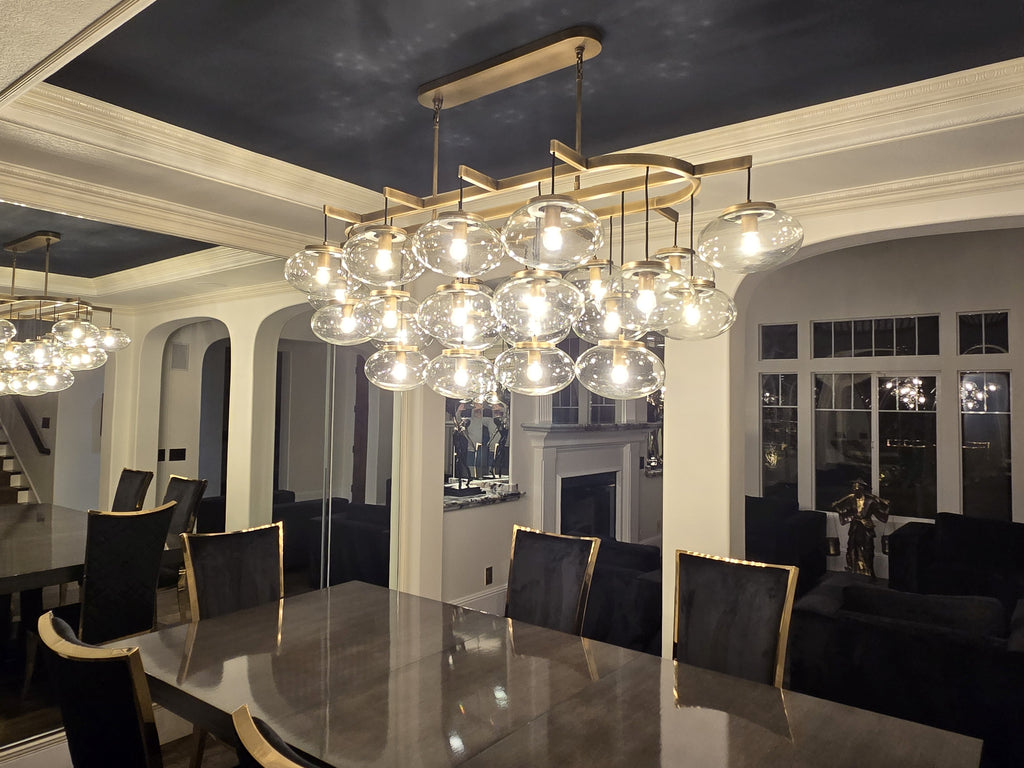 72 Inch Clear Glass Bubble Cascading Oval Chandelier - Cabrette