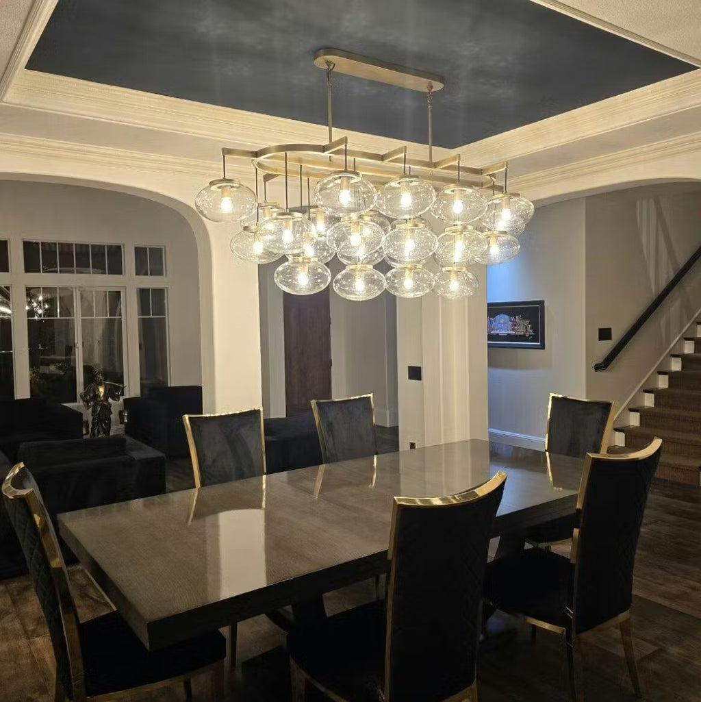 72 Inch Clear Glass Bubble Oval Chandelier - Cabrette