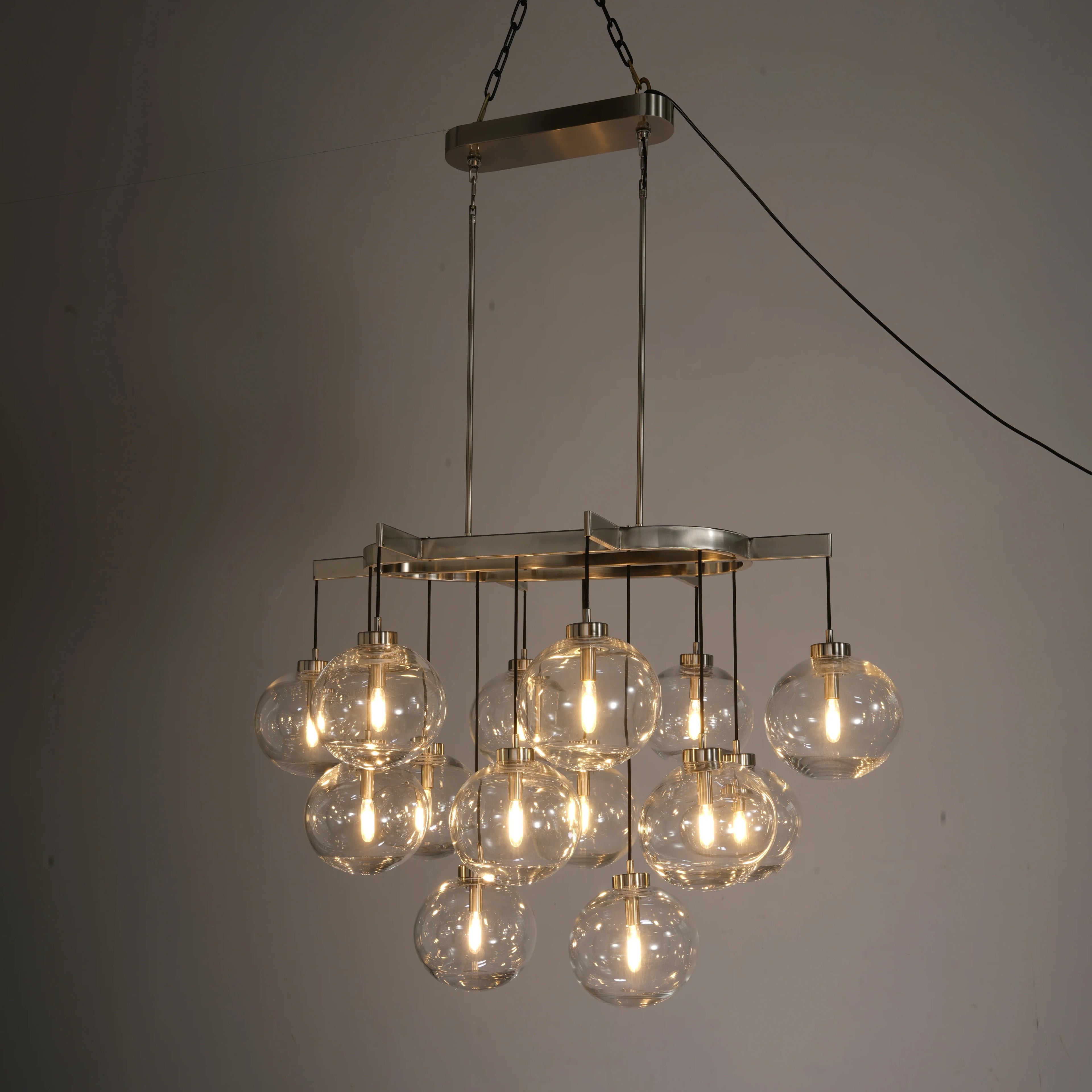 54 Inch Clear Glass Bubble Oval Chandelier - Cabrette