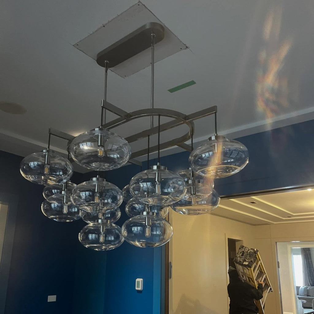 54 Inch Clear Glass Bubble Oval Chandelier - Cabrette