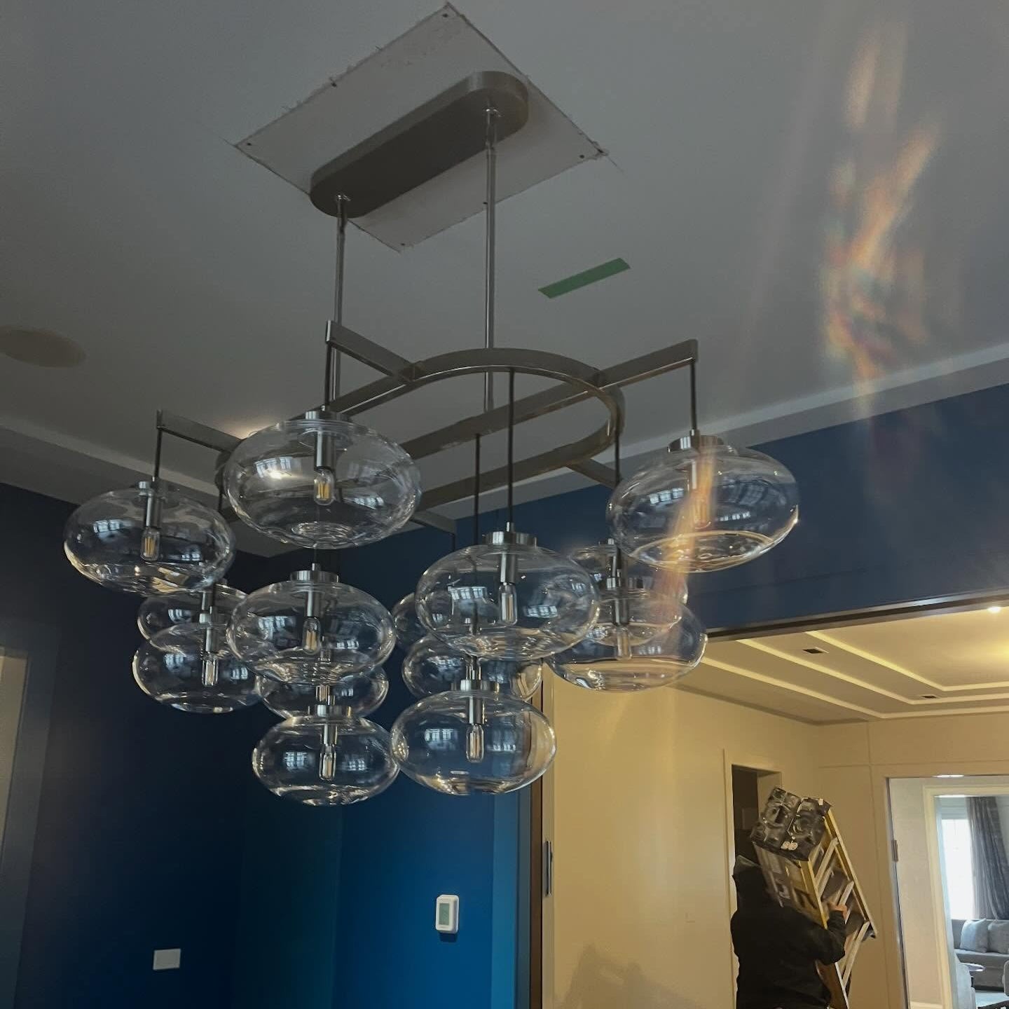 54 Inch Clear Glass Bubble Oval Chandelier - Cabrette