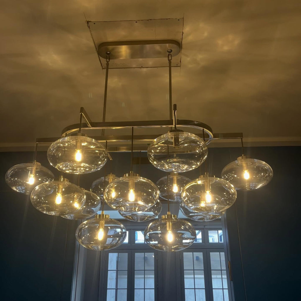 54 Inch Clear Glass Bubble Oval Chandelier - Cabrette