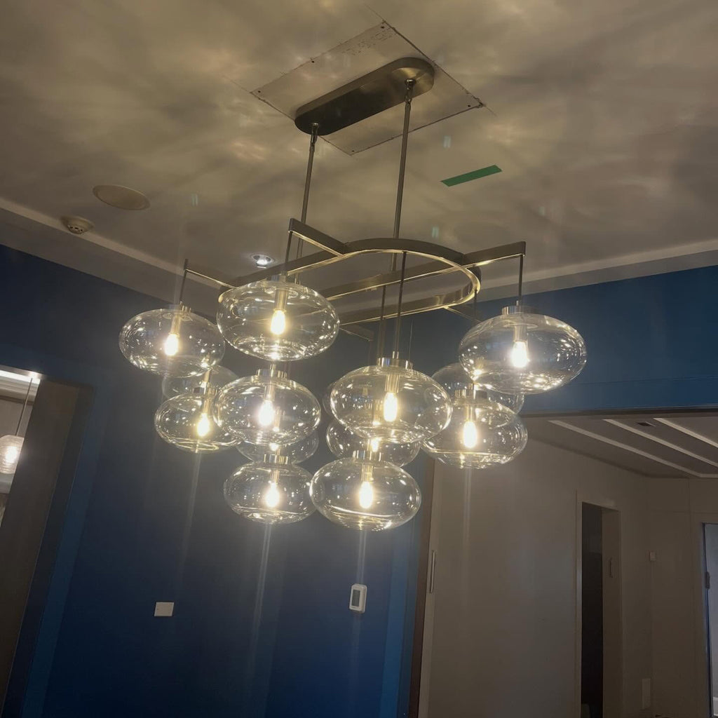 54 Inch Clear Glass Bubble Oval Chandelier - Cabrette