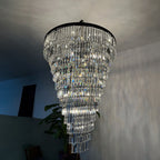 48 Inch Crystal Prism Tiered Chandelier - Helix