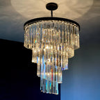 27 Inch Crystal Prism Tiered Chandelier - Helix