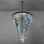 36 Inch Crystal Prism Tiered Chandelier - Helix