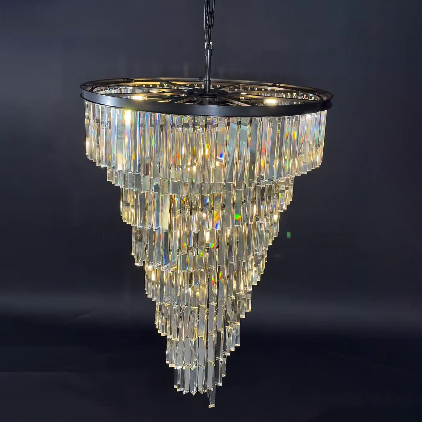 36 Inch Cristal Prism Tiered Chandelier - Helix