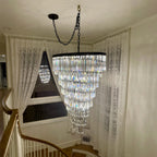 36 Inch Crystal Prism Tiered Chandelier - Helix
