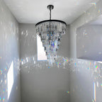 36 Inch Crystal Prism Tiered Chandelier - Helix