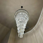 36 Inch Crystal Prism Tiered Chandelier - Helix
