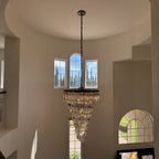 36 Inch Crystal Prism Tiered Chandelier - Helix