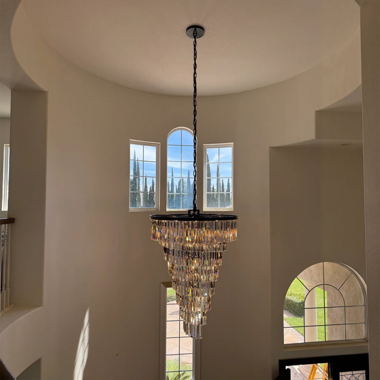 36 Inch Cristal Prism Tiered Chandelier - Helix