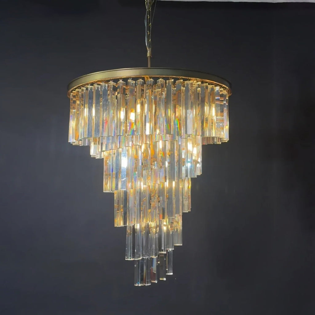 27 Inch Crystal Prism Tiered Chandelier - Helix