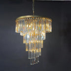 27 Inch Crystal Prism Tiered Chandelier - Helix